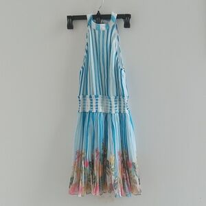 Rococo Sand Blue and White Patterned Dress